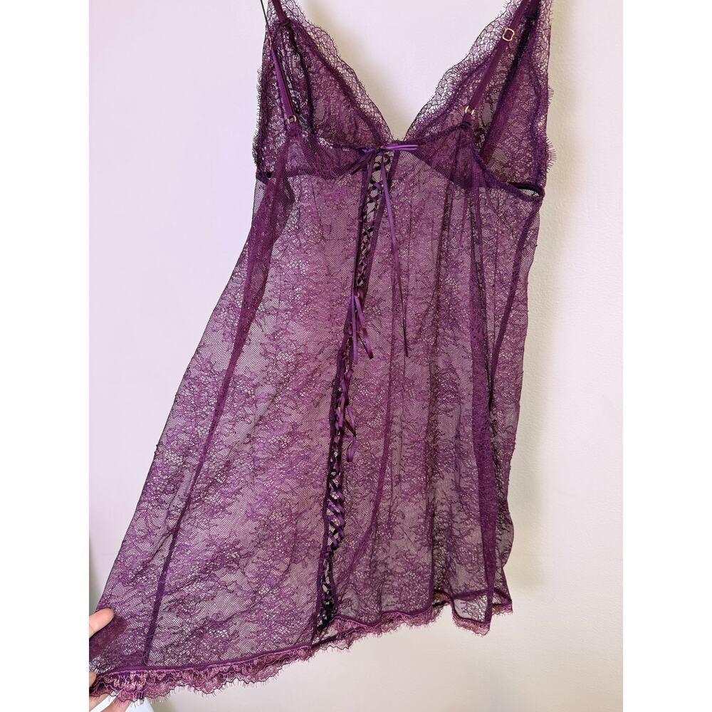 Sheer Purple Lace Babydoll Slip Dress Lingerie Romantic Goth Fairy - Picture 6 of 9